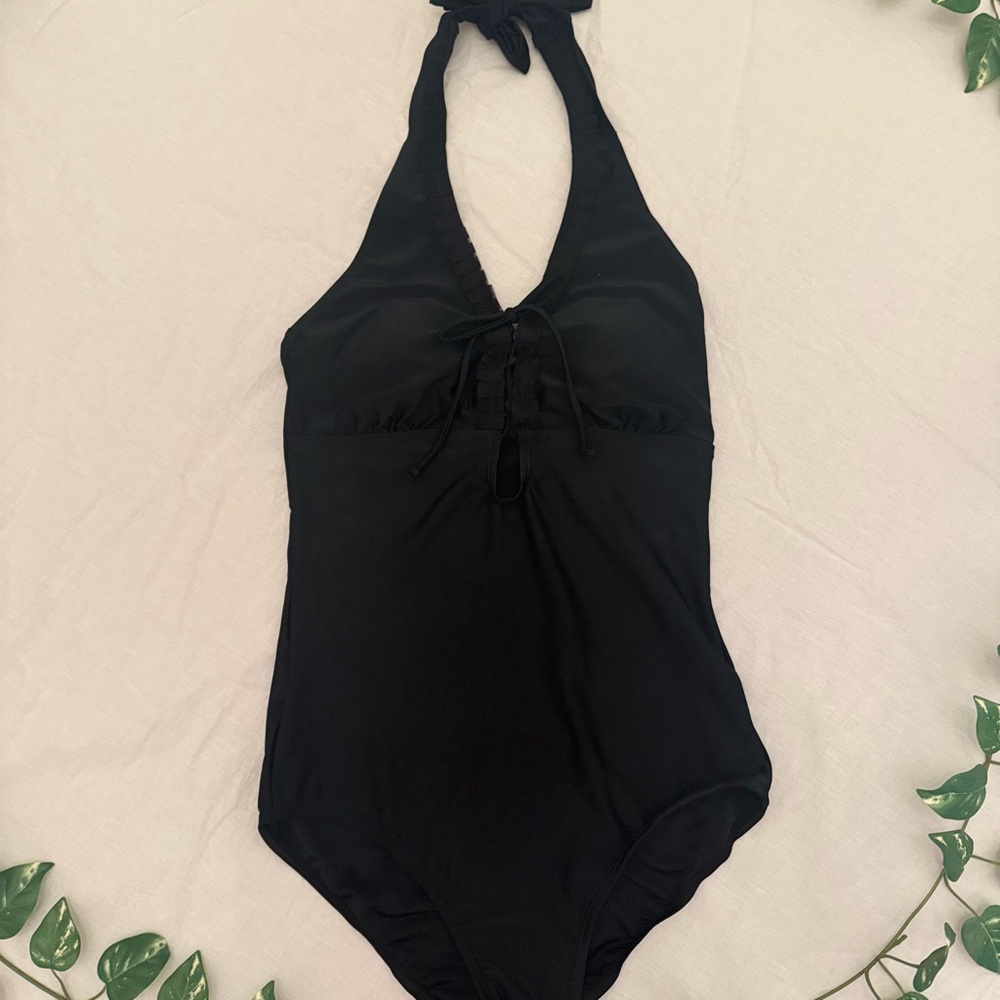 MARINA Black Halter One Piece Swimsuit